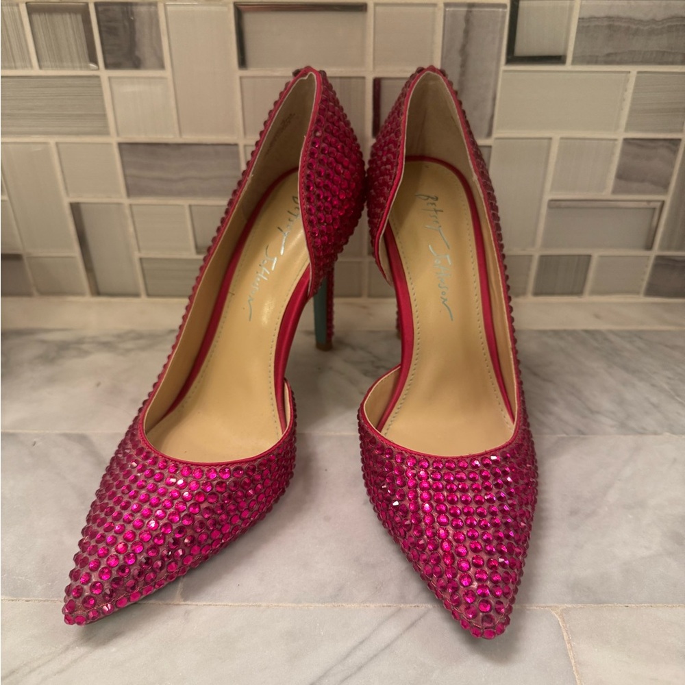 Betsy Johnson Pink Rhinestone Heels